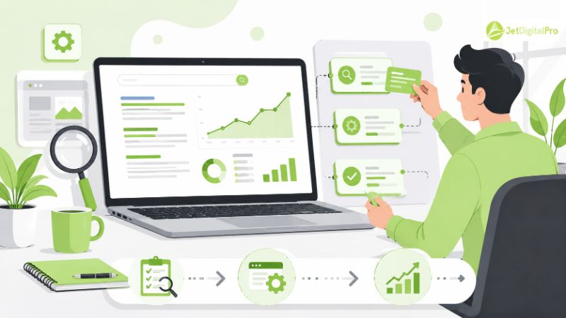 Jasa SEO cepat dengan roadmap optimasi website, audit, konten, link building, dan analisis performa.